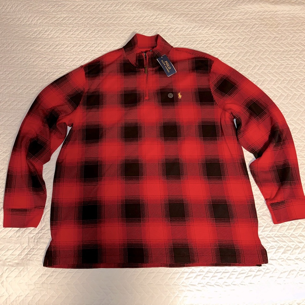 Red Plaid Polo by Ralph Lauren Pullover XXL NWT
